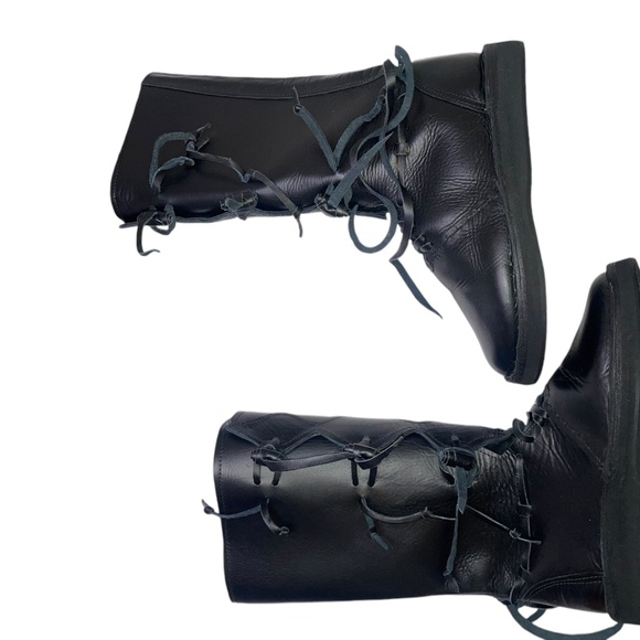 Handmade Medieval Renaissance Viking High Leather Black‎ Boots Sz 8 main image 12